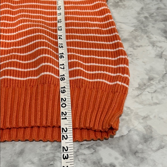 LILLUSORY WOMENS ORANGE WHITE STRIPED V NECK SWEATER VEST Sz MD - Picture 7 of 9